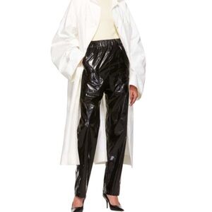 Women’s Black Designer IC Collection straight-leg Glossy Trousers Pants | Sz L
